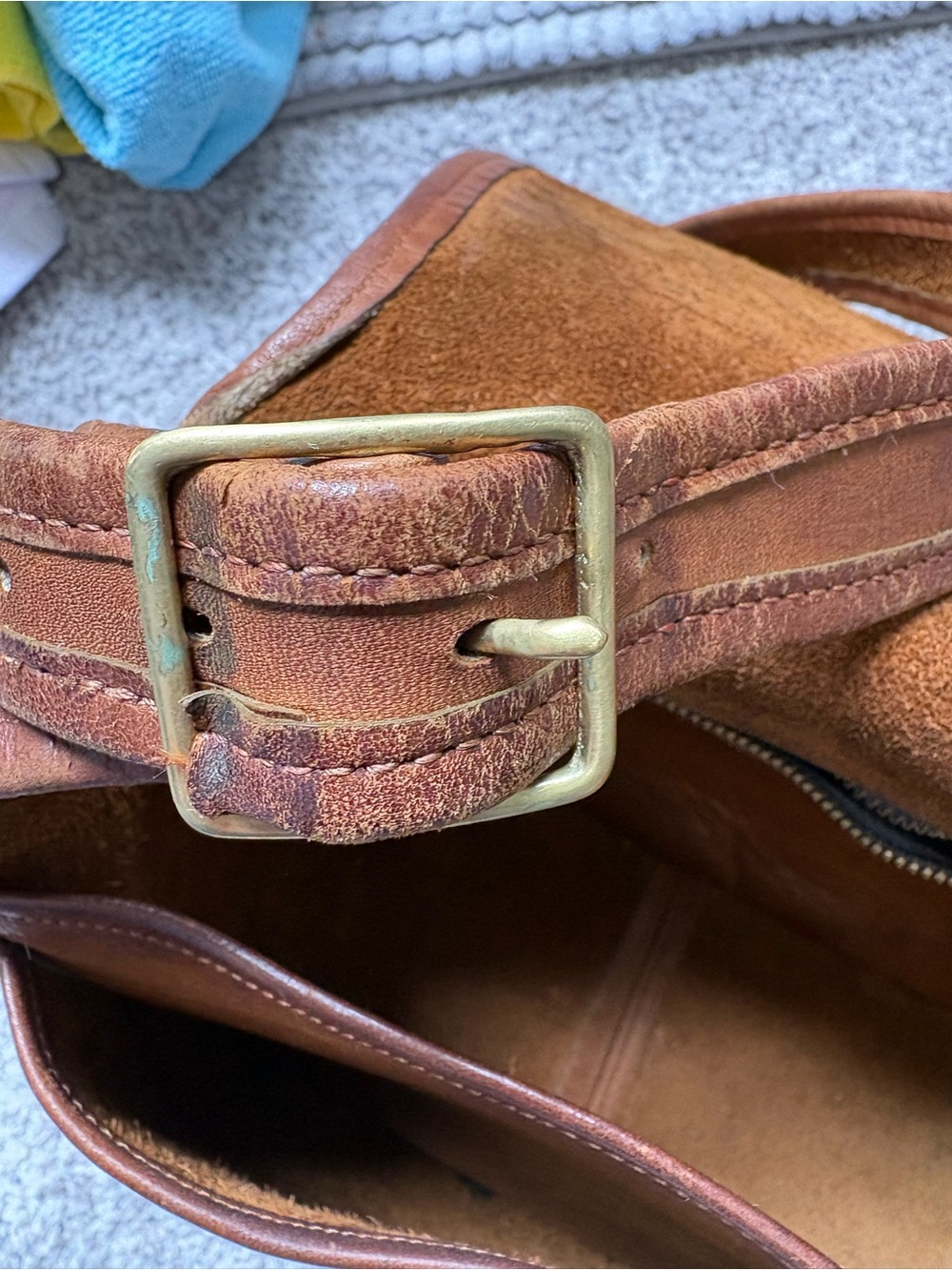 RARE NYC MADE Vintage Coach Companion Flap Bag | British Tan Leather #9919 - Picture 7 of 16